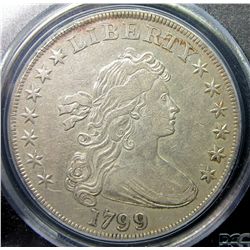 1799 $1 DRAPED BUST DOLLAR EXTRA FINE XF HERALDIC EAGLE PCGS GENUINE OLD CLEANING