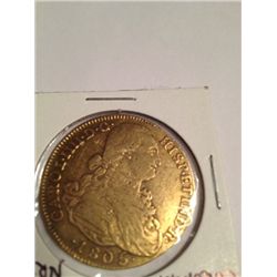 1805 GOLD SPANISH COLUMBIA 8 ESCUDO LARGE COIN