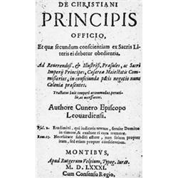 CUNERUS, Petrus.- De Christiani principis officio, et quae secundum conscientiam ex Sacris Literis e