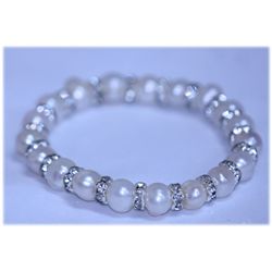 92.65 CTW WHITE PEARL AND CZ BRACELET