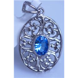 22.50 CTW BLUE TOPAZ PENDANT .925 STERLING SILVER