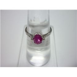 NATURAL 8.50 CTW RUBY AND DIAMOND RING .925 STERLING SI
