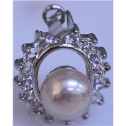 PEACH PEARL AND CZ PENDANT