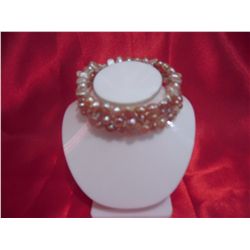 NATURAL 60.00 CTW PEACH PEARL SPIRAL BRACELET