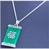 Image 1 : GREEN JADE BRASS PENDANT WITH SILVER CHAIN