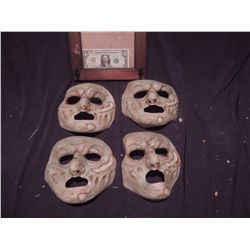 LOT OF 4 ROTTEN ZOMBIE MASKS NO RESERVE!