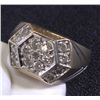 Image 2 : Estate Gents 14K Gold Ring with Diamonds, Size 12 1/2, 15 Genuine diamonds
