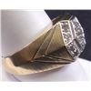 Image 4 : Estate Gents 14K Gold Ring with Diamonds, Size 12 1/2, 15 Genuine diamonds