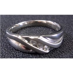 Estate Gents 10K White gold ring with 3 Diamonds