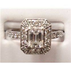 Diamond Engagement ring, 1/2 ct.Emerald Cut Diamond. Total diamond wt is 1.0 ct.