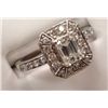 Image 2 : Diamond Engagement ring, 1/2 ct.Emerald Cut Diamond. Total diamond wt is 1.0 ct.