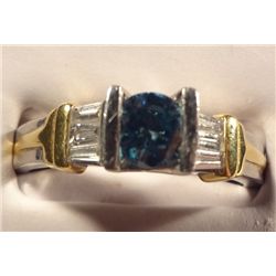Fabulous Platinum and 18k gold ring with Half Carat Blue Diamond!
