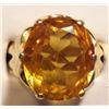 Image 1 : ESTATE JEWELRY Very heavy 18k yellow gold ring sign with an Oval Citrine