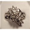 Image 1 : 14k White Gold Diamond Cluster Ring, 1 ct TW! Size  6 3/4