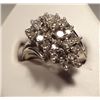 Image 2 : 14k White Gold Diamond Cluster Ring, 1 ct TW! Size  6 3/4