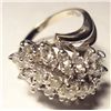 Image 4 : 14k White Gold Diamond Cluster Ring, 1 ct TW! Size  6 3/4