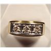 Image 1 : Gents Heavy 14K Yellow Gold Diamond Ring, with three diamonds each .10ct