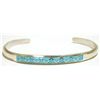 Image 1 : Zuni Turquoise Inlay Sterling Silver Cuff Bracelet - Macie Kalestewa