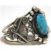 Image 2 : Old Pawn Navajo Spider Web Kingman Turquoise Sterling Silver Cuff Bracelet - JM