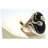 Image 2 : Zuni Onyx Sterling Silver Snake w/Turquoise Eyes Men's Ring - Effie Calavaza