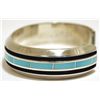 Image 3 : Zuni Turquoise Inlay Sterling Silver Cuff Bracelet - Larry Loretto