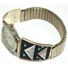 Image 2 : Zuni Multi-Stone Inlay Sterling Silver Men's Watch - Leander & Lisa Otholi