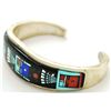 Image 2 : Navajo Multi-Stone Inlay Night Sky Sterling Silver Cuff Bracelet - Erwin Tsosie