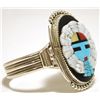 Image 2 : Zuni Multi-Stone Inlay Sun Face Sterling Silver Cuff Bracelet - Beverly Etsate