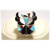 Zuni Multi-Stone Inlay Knifewing Kachina Sterling Silver Women's Ring - Breon Wallace