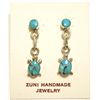 Image 1 : Zuni Turquoise Inlay Sterling Silver Turtle Post Earrings - Vernon Waikaniwa