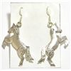 Navajo Horse Sterling Silver French Hook Earrings - Larry Yazzie