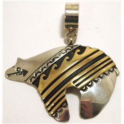 Navajo 12k Gold Fill over Sterling Silver Bear Pendant - Tommy Singer