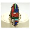 Image 1 : Navajo Multi-Stone Inlay Sterling Silver Women's Ring - Ray Jack