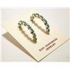 Image 2 : Zuni Turquoise Sterling Silver Half-Ring Post Earrings - Tomasita Lasarille