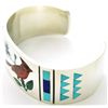 Image 2 : Zuni Multi-Stone Inlay Cardinal Sterling Silver Cuff Bracelet - Rudell & Nancy Laconsello