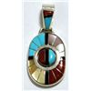 Image 2 : Zuni Multi-Stone Sun Face Spinner Sterling Silver Pendant - Don Dewa