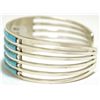 Image 3 : Zuni Turquoise Channel Inlay Sterling Silver Cuff Bracelet - Anselm Wallace