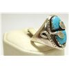 Image 2 : Zuni Turquoise Sterling Silver Snake Men's Ring - Effie Calavaza