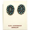 Image 1 : Zuni Turquoise Needlepoint Sterling Silver Post Earrings - Shirley Hattie