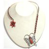 Navajo Coral Flower & Butterfly Sterling Silver Collar Necklace - Herman Smith