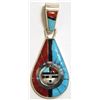 Image 1 : Zuni Multi-Stone Sun Face Spinner Sterling Silver Pendant - Don Dewa