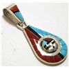 Image 2 : Zuni Multi-Stone Sun Face Spinner Sterling Silver Pendant - Don Dewa