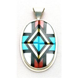 Zuni Multi-Stone Medium Oval Pendant