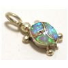 Image 1 : Zuni Blue/Green/Pink Opal Inlay Sterling Silver Turtle Pendant - Vernon Waikaniwa