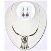 Zuni Coral Hanger Pendant Necklace & Earrings Set