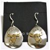 Navajo 12k Gold Filled Bull Skull Sterling Silver French Hook Earrings - Roger Jones