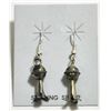 Navajo Squash Blossom Sterling Silver French Hook Earrings - Phil & Lenore Garcia