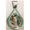 Zuni Multi-Stone Inlay Bluebird Sterling Silver Pendant - Dennis & Nancy Edaakie