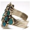 Image 3 : Old Pawn Navajo Morenci Turquoise Sterling Silver Cuff Bracelet - Henry Sam