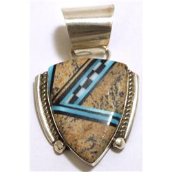 Navajo Multi-Stone Inlay Sterling Silver Pendant - M